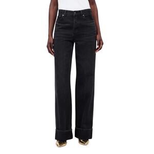 Madewell Low-Slung Baggy Jeans Size 30 Garza Wash Black Wide Leg NWT Cotton